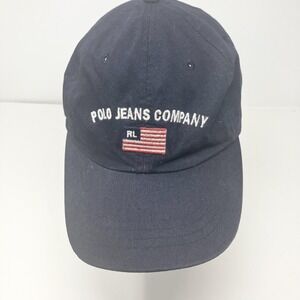 Polo Jeans Co Ralph Lauren Hat Cap Strap Back Mens One Size Navy USA Flag